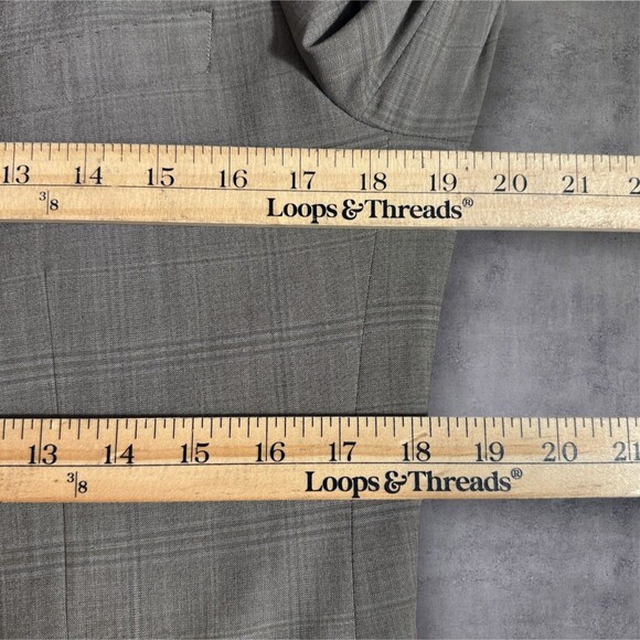 BANANA REPUBLIC Mens Blazer 38R Gray Sport Coat 2-Button Jacket Wool Windowpane - Picture 11 of 14